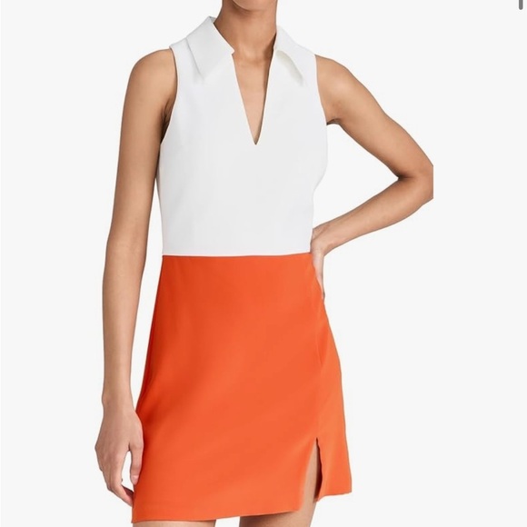 Amanda Uprichard x REVOLVE Augusta Dress in tangerine & Ivory - Picture 1 of 9